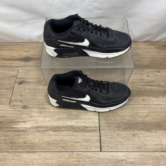 Nike‎ Shoes Youth 6 Air Max 90 LTR Sneakers Black Leather Round Toe CD6864-010 - Picture 4 of 9